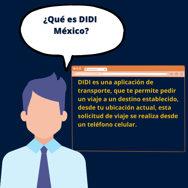 DIDI es una aplicación de transporte, que te permite pedir un viaje a un destino establecido, desde tu ubicación actual, esta solicitud de viaje se realiza desde un teléfono celular.