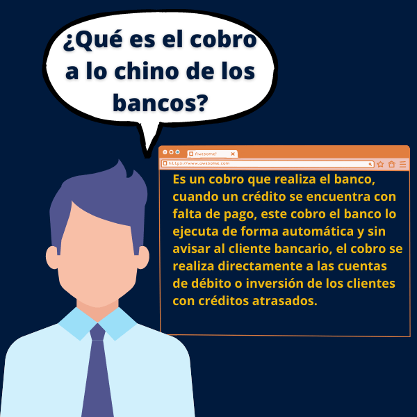 Es un cobro que realiza el banco, cuando un crédito se encuentra con falta de pago, este cobro el banco lo ejecuta de forma automática y sin avisar al cliente bancario, el cobro se realiza directamente a las cuentas de débito o inversión de los clientes con créditos atrasados.