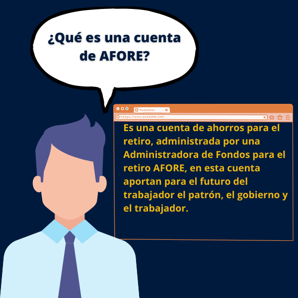 Es una cuenta de ahorros para el retiro, administrada por una Administradora de Fondos para el retiro AFORE, en esta cuenta aportan para el futuro del trabajador el patrón, el gobierno y el trabajador.