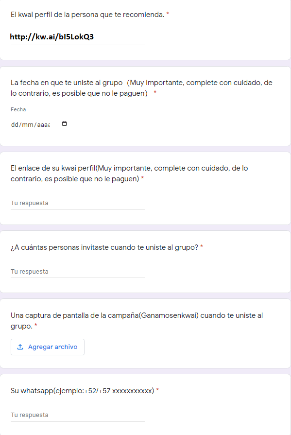 formulario para ser pionero en Kwai México 3
