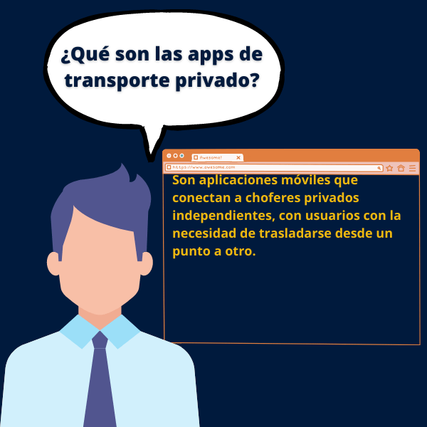 Son aplicaciones móviles que conectan a choferes privados independientes, con usuarios con la necesidad de trasladarse desde un punto a otro.