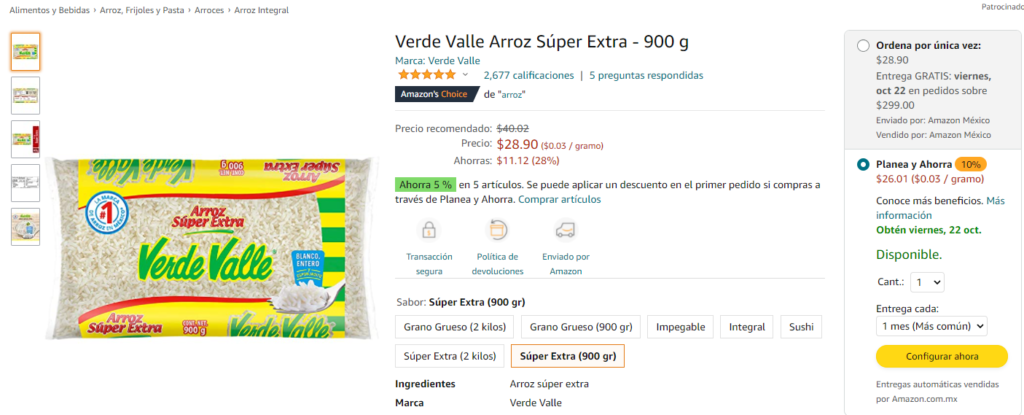 Planea y ahorra de amazon mexico ejemplo