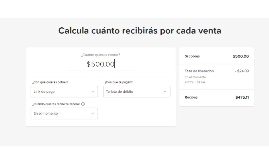 Ejemplo de comisiones con link de pago de Mercado Pago