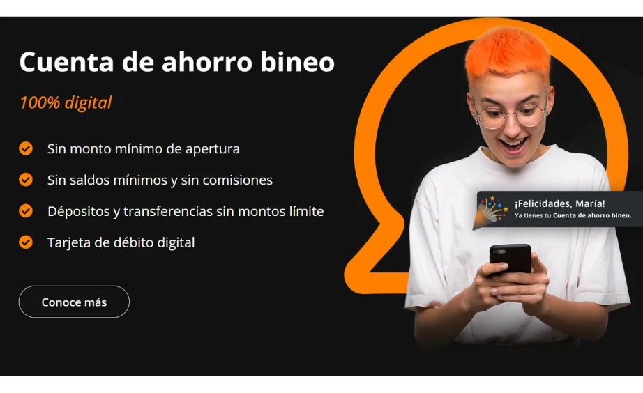 Beneficios de la cuenta de ahorro digital del banco bineo