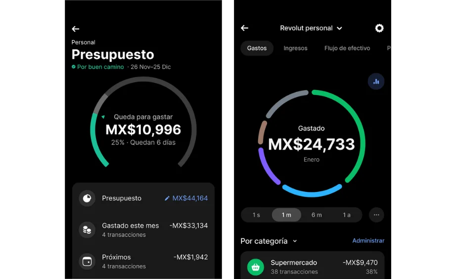 Funciones de la cuenta Revolut